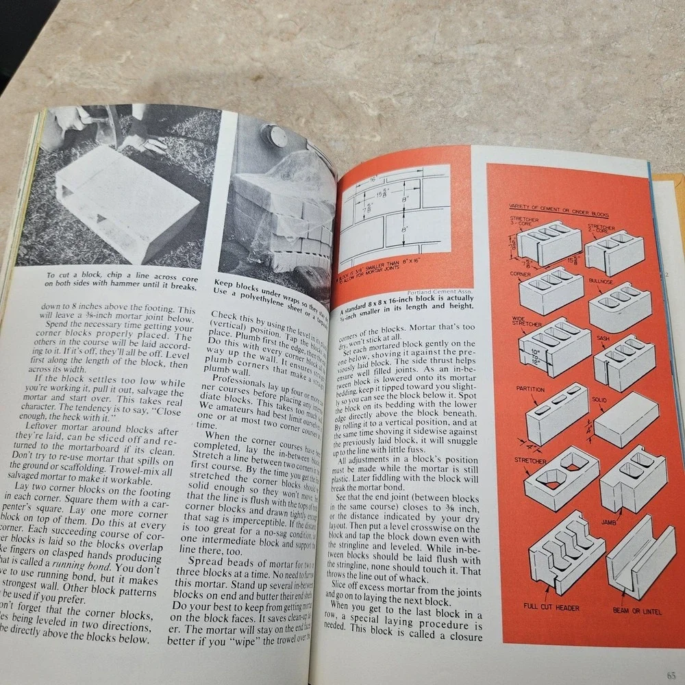 Vintage Practical Handbook Carpentry Concrete Masonry 1969 Hardcover DIY Book Se